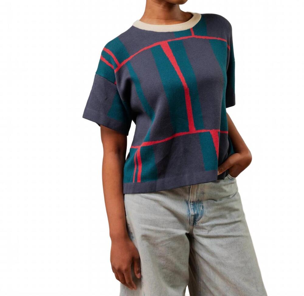 NEW THE ENDERY piet sweater tee in blue, green